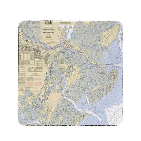 BETSY DRAKE Betsy Drake CT214 Savannah River & Wassaw Sound; GA Nautical Map Coaster - Set of 4 CT214